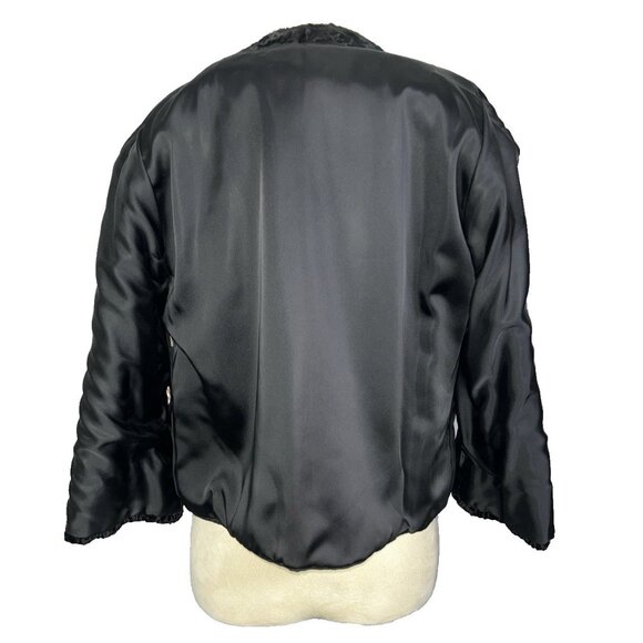 Vintage 60s Black Karakul Lamb Swing Coat Size Mink Collar Mod Glam Luxurious - Picture 11 of 11